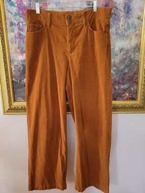 St. John's Bay Wide-Leg Corduroy Pants in Rust Orange